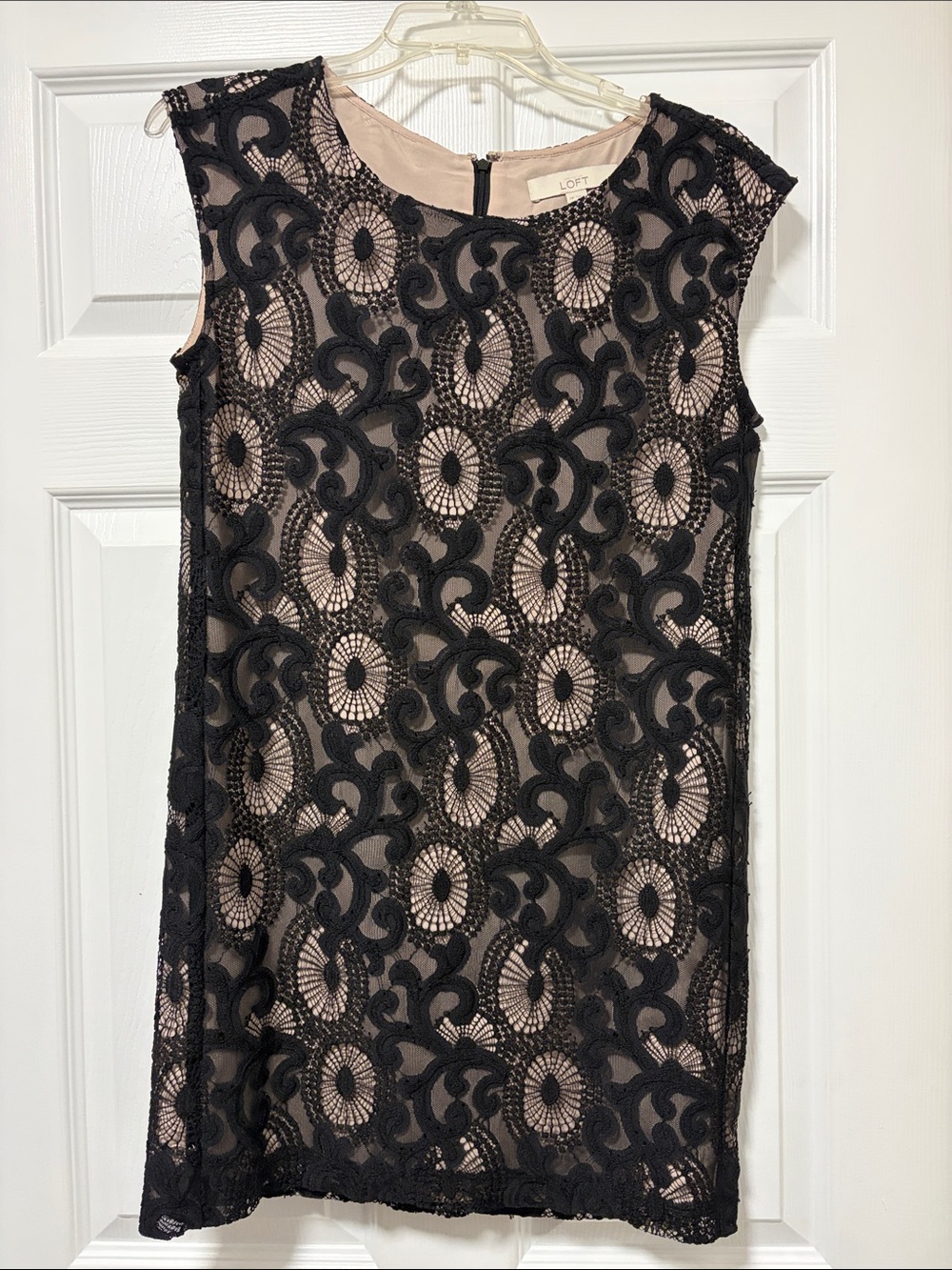 LOFT Black Lace Overlay Dress with Nude Lining 2P